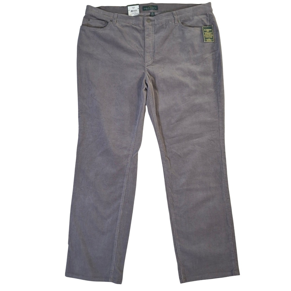 Lauren Ralph Lauren Womens 20W Gray Corduroy Straight Leg Slimming Fit Pants NWT